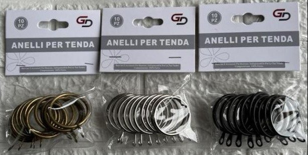 Metalni prstenovi za zavese (crni, srebrni, bakarni)